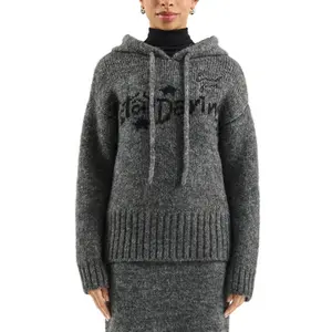 Wool Knit Sweater with Embroidery for Women QS image-2