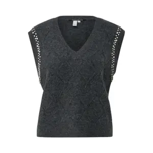Woman's Knit Top with Rhinestones at the Armholes QS image-0