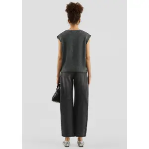 Woman's Knit Top with Rhinestones at the Armholes QS image-4