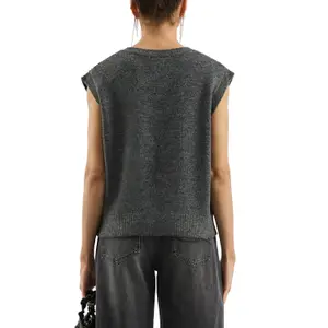 Woman's Knit Top with Rhinestones at the Armholes QS image-5