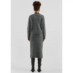 Women’s Fitted Midi Skirt in Marled Knit QS image-4