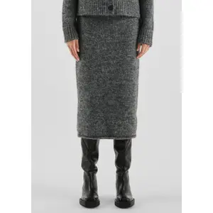 Women’s Fitted Midi Skirt in Marled Knit QS image-6