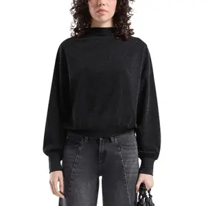 Sequin Sweatshirt with Dropped Shoulders Women QS image-2