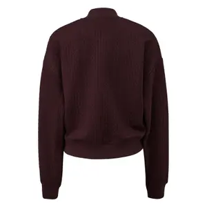 Women's High Collar Zip Sweatshirt with Twisted Pattern QS image-1