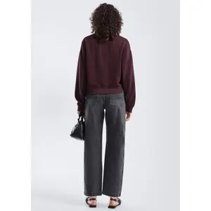 Women's High Collar Zip Sweatshirt with Twisted Pattern QS image-4