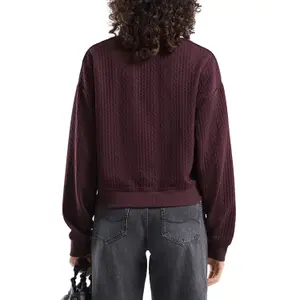 Women's High Collar Zip Sweatshirt with Twisted Pattern QS image-5