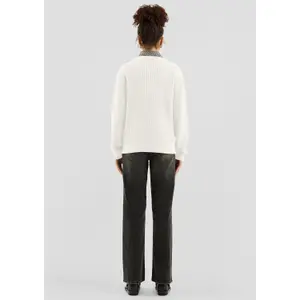 Structured Knit Cotton Blend Pullover for Women QS image-4