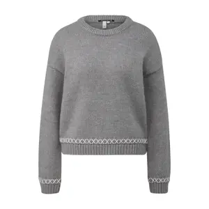 Women's Round Neck Sweater with Embroidered Details QS Regular Fit image-0