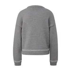 Women's Round Neck Sweater with Embroidered Details QS Regular Fit image-1