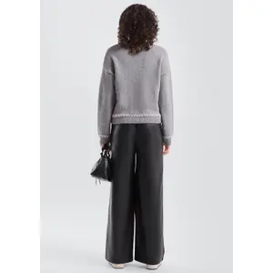 Women's Round Neck Sweater with Embroidered Details QS Regular Fit image-4