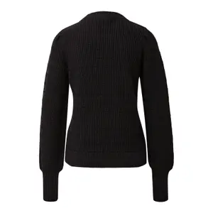 Women's Cotton Blend Pullover with Lurex Stripes QS image-1
