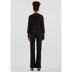 Women's Cotton Blend Pullover with Lurex Stripes QS image-4