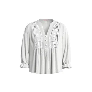 Women's Viscose Blend Blouse with Broderie Anglaise QS image-0