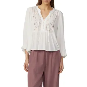 Women's Viscose Blend Blouse with Broderie Anglaise QS image-2