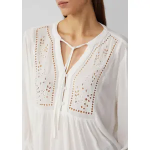 Women's Viscose Blend Blouse with Broderie Anglaise QS image-3