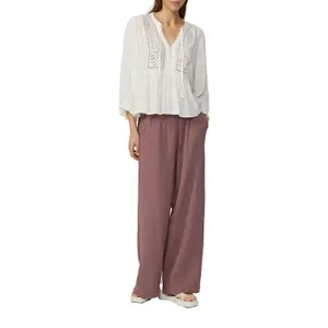 Women's Viscose Blend Blouse with Broderie Anglaise QS image-6