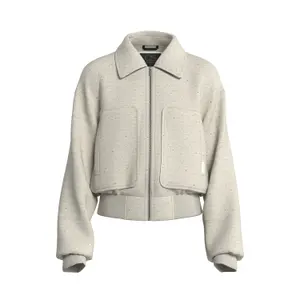 Wool Blend Jacket with Optical Effect Ladies QS image-0