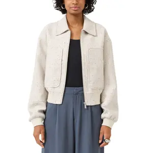 Wool Blend Jacket with Optical Effect Ladies QS image-2