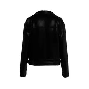 Women's Faux Leather Biker Jacket with Belt QS image-1