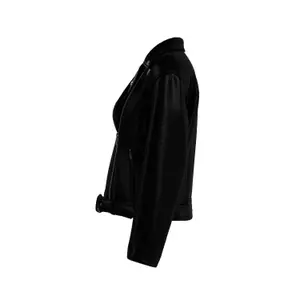Women's Faux Leather Biker Jacket with Belt QS image-6
