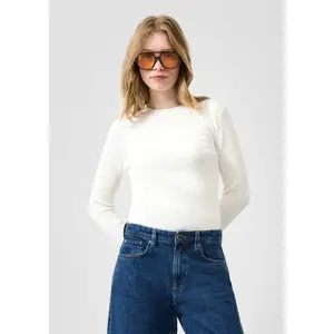 Women’s Fitted Ribbed Knit Pullover in Viscose Blend QS Slim Fit image-6