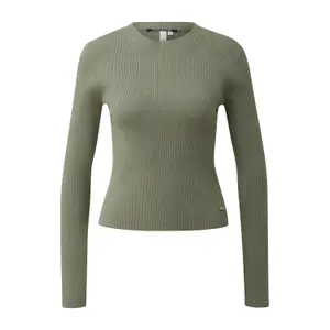 Women’s Fitted Ribbed Knit Pullover in Viscose Blend QS Slim Fit image-0