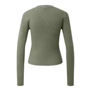 Women’s Fitted Ribbed Knit Pullover in Viscose Blend QS Slim Fit image-1