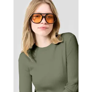 Women’s Fitted Ribbed Knit Pullover in Viscose Blend QS Slim Fit image-3