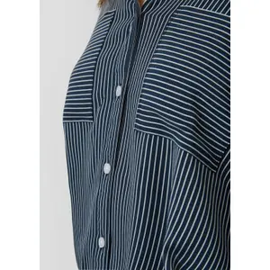 Striped Roll-Up Sleeve Blouse Women QS image-3