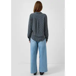 Striped Roll-Up Sleeve Blouse Women QS image-4