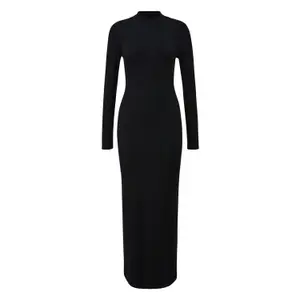 Long Ribbed Knit Dress Women QS image-0