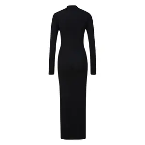 Long Ribbed Knit Dress Women QS image-1