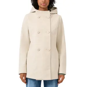 Women's Optical Wool Hoodie Coat QS image-2