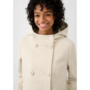 Women's Optical Wool Hoodie Coat QS image-3