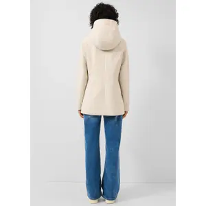 Women's Optical Wool Hoodie Coat QS image-4