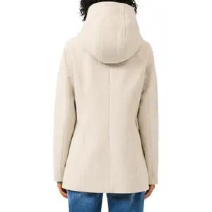 Women's Optical Wool Hoodie Coat QS image-5
