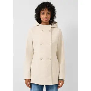 Women's Optical Wool Hoodie Coat QS image-6