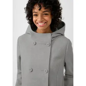 Women's Optical Wool Hoodie Coat QS image-3