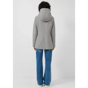 Women's Optical Wool Hoodie Coat QS image-4