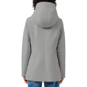 Women's Optical Wool Hoodie Coat QS image-5