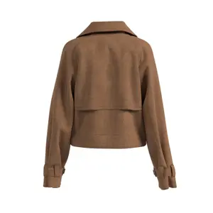 Women's Suede Peacoat QS image-1