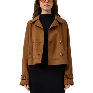 Women's Suede Peacoat QS image-2