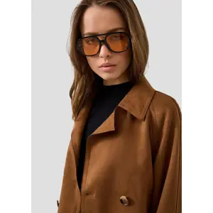 Women's Suede Peacoat QS image-3
