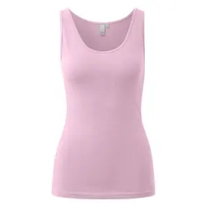 Camiseta sin mangas de cuello redondo de jersey de algodón mujer QS image-0