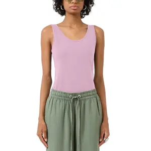 Camiseta sin mangas de cuello redondo de jersey de algodón mujer QS image-2