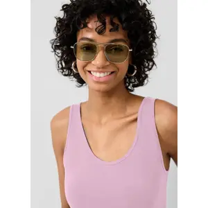 Camiseta sin mangas de cuello redondo de jersey de algodón mujer QS image-3