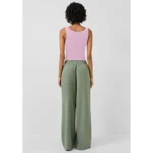 Camiseta sin mangas de cuello redondo de jersey de algodón mujer QS image-4