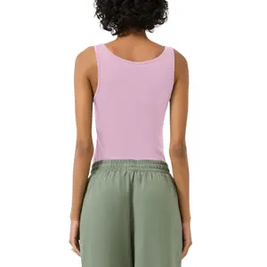 Camiseta sin mangas de cuello redondo de jersey de algodón mujer QS image-5