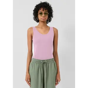 Camiseta sin mangas de cuello redondo de jersey de algodón mujer QS image-6