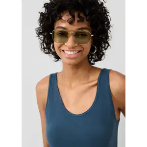 Camiseta sin mangas de cuello redondo de jersey de algodón mujer QS image-3